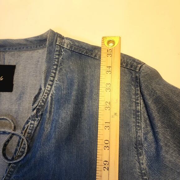 Rails Dress Womens L Mel Drop Waist Denim Fringe vintage wash cowgirl southwest - Picture 7 of 11